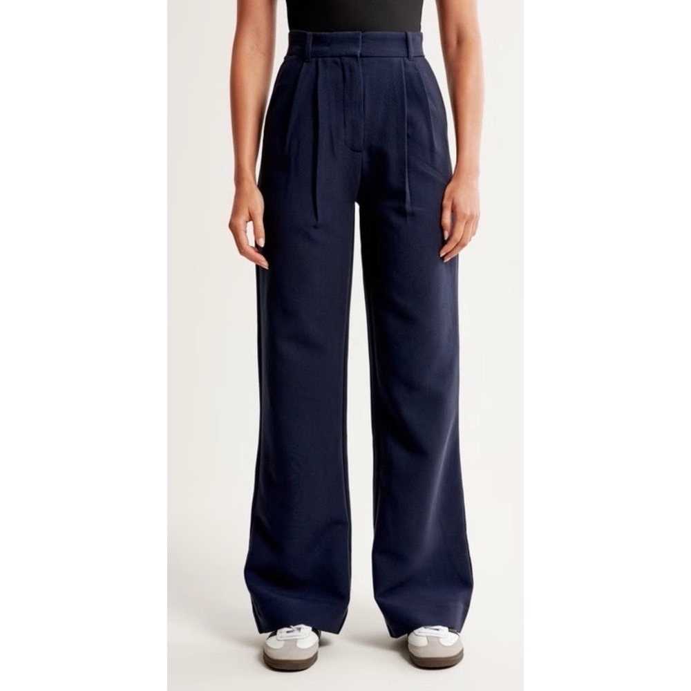 Abercrombie & Fitch Sloane Tailored Pant Women 37 Regular Navy Ultra High Wide - Picture 1 of 11
